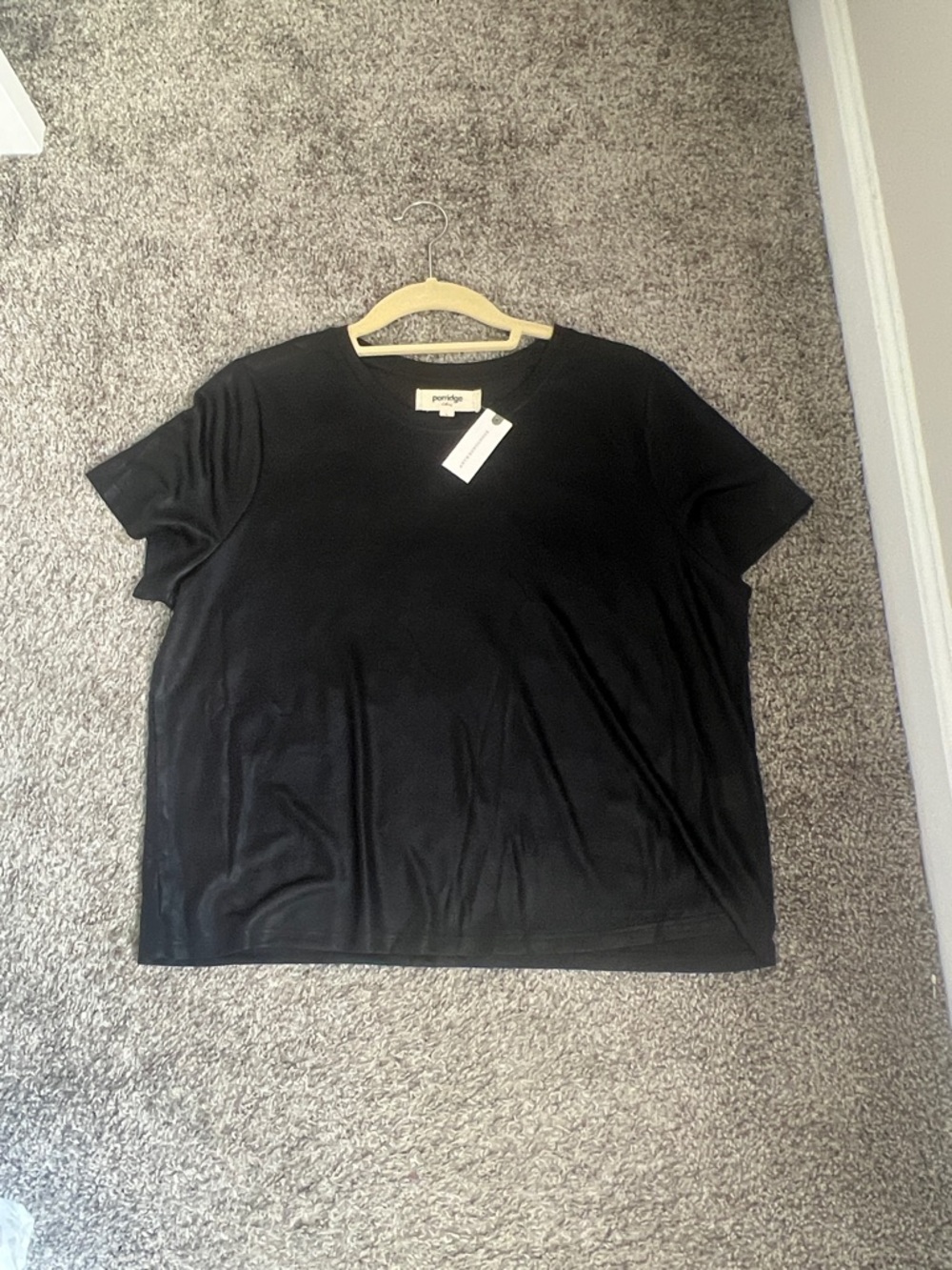 Anthropologie Black sheer Crewneck Tee